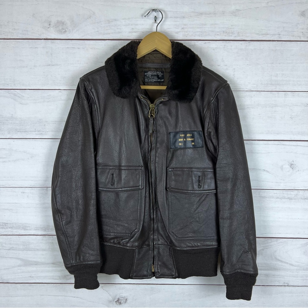 Vintage 1972 Type G-1 Flyers Military Leather Jacket Size 38
